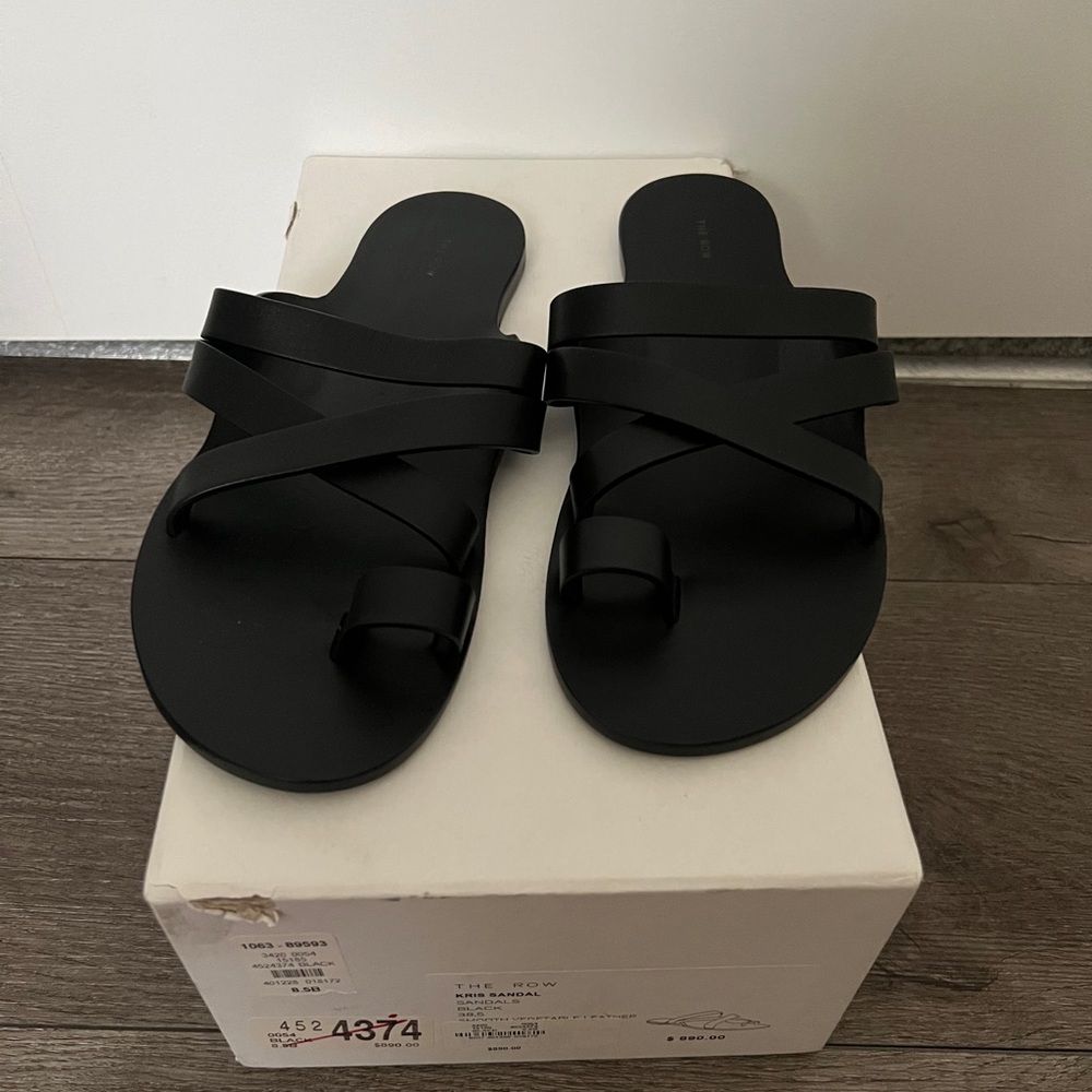 The Row Black Minimalist Slide Sandals